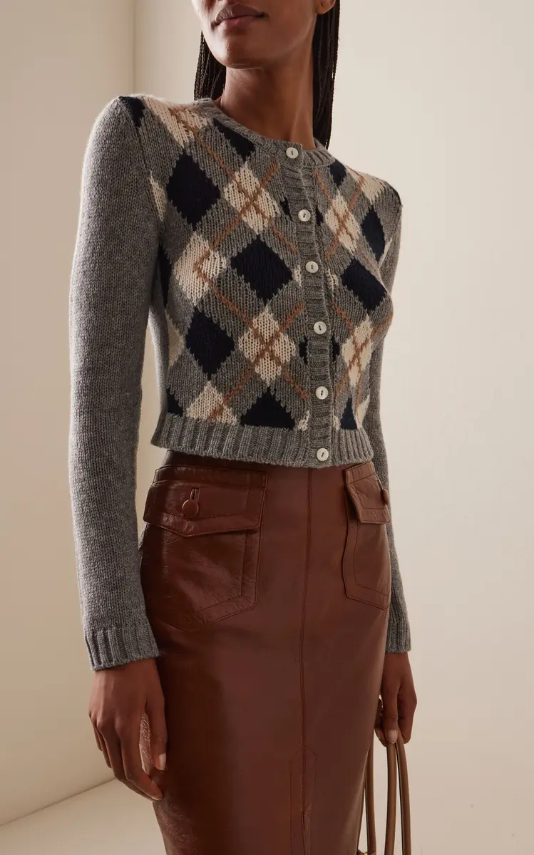 Prada Argyle Wool Cardigan - Grey | Thumbnail 7