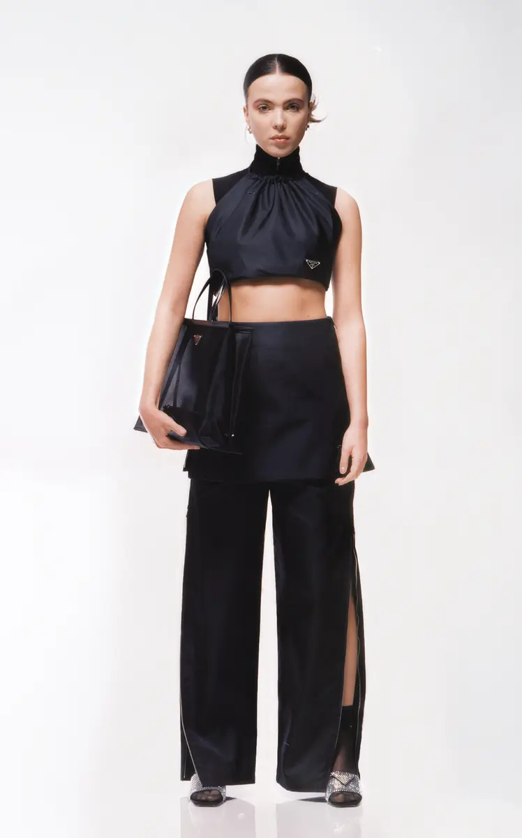 Prada Logo-Detailed Ribbed Jersey Turtleneck Crop Top | Thumbnail 3 Prada Logo-Detailed Ribbed Jersey Turtleneck Crop Top | Thumbnail 3