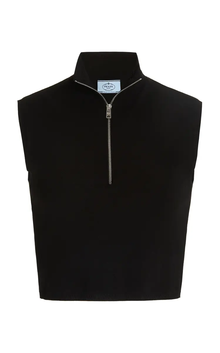 Prada Logo-Detailed Ribbed Jersey Turtleneck Crop Top | Thumbnail 9 Prada Logo-Detailed Ribbed Jersey Turtleneck Crop Top | Thumbnail 9
