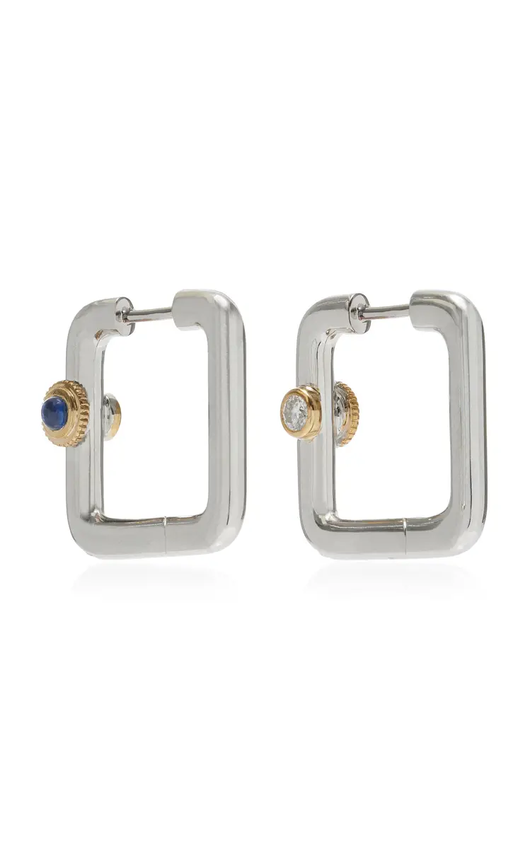 Yvonne Léon 9K White Gold; Diamond And Sapphire Earrings | Thumbnail 3 Yvonne Léon 9K White Gold; Diamond And Sapphire Earrings | Thumbnail 3