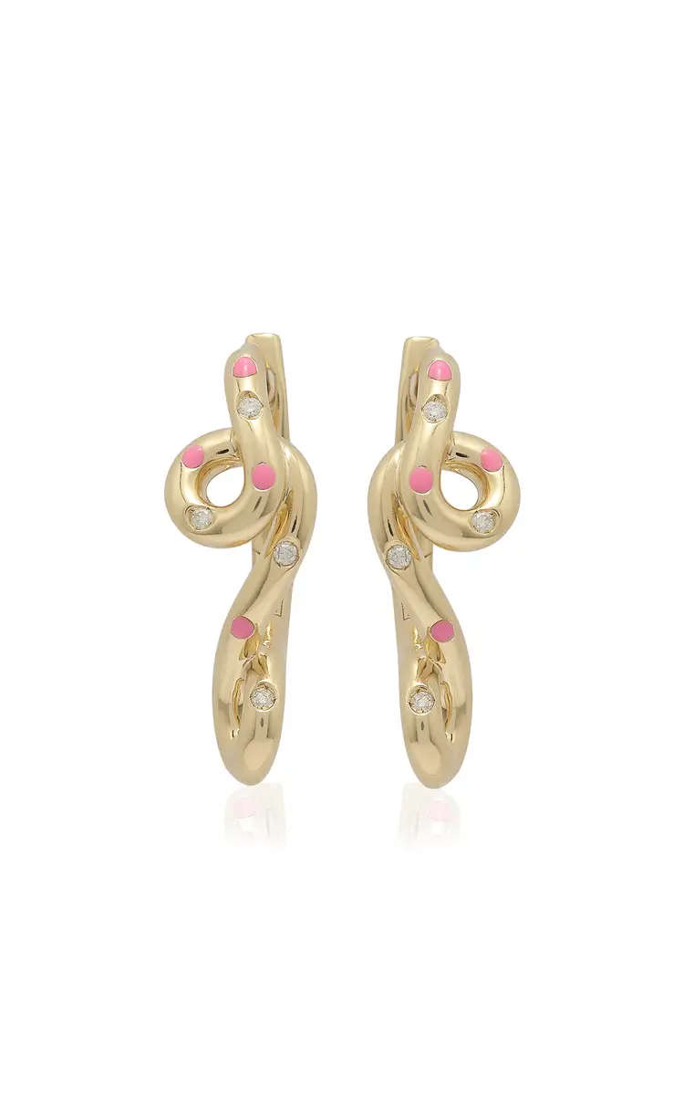 Bea Bongiasca 9k Yellow Gold Double Wave Hoop Earrings | Thumbnail 3