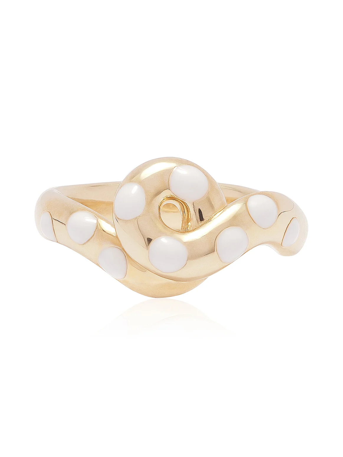 Bea Bongiasca Chunky Wave 9K Yellow Gold Enameled Polka Dot Ring