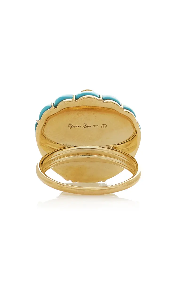 Yvonne Léon 9K Yellow Gold Diamond And Turquoise Ring | Thumbnail 5 Yvonne Léon 9K Yellow Gold Diamond And Turquoise Ring | Thumbnail 5