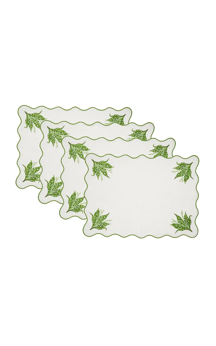 Moda Domus Set-of-Four Lily of the Valley Emboirdered-Linen Placemats | Thumbnail 4 Moda Domus Set-of-Four Lily of the Valley Emboirdered-Linen Placemats | Thumbnail 4