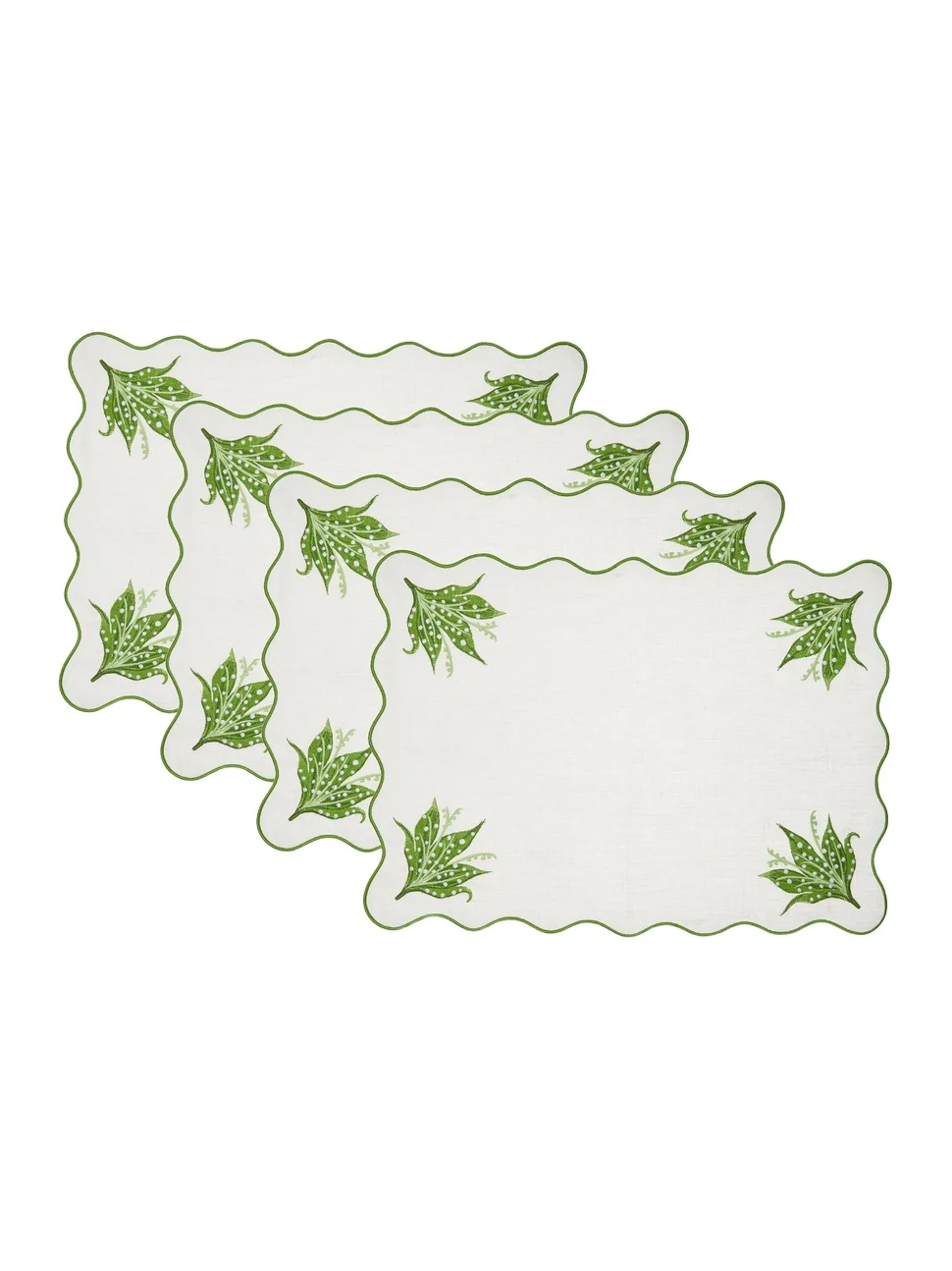 Moda Domus Set-of-Four Lily of the Valley Emboirdered-Linen Placemats