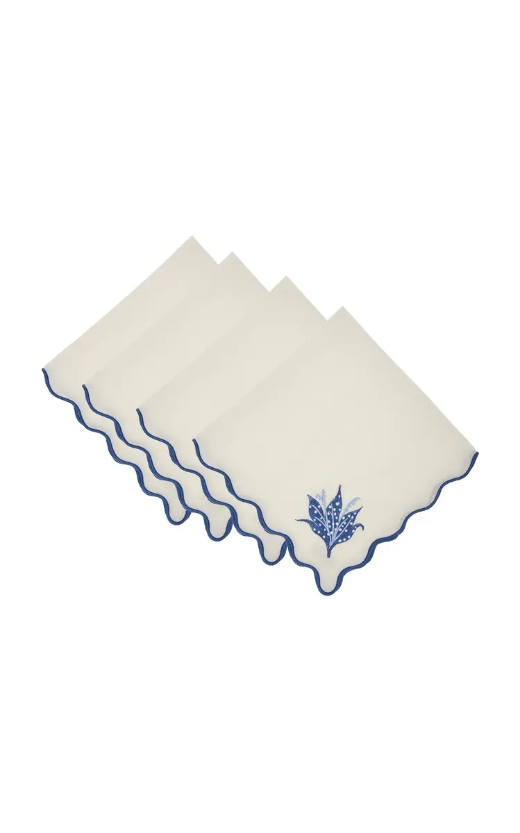 Moda Domus Set-of-Four Lily of the Valley Emboirdered-Linen Napkins | Thumbnail 4 Moda Domus Set-of-Four Lily of the Valley Emboirdered-Linen Napkins | Thumbnail 4