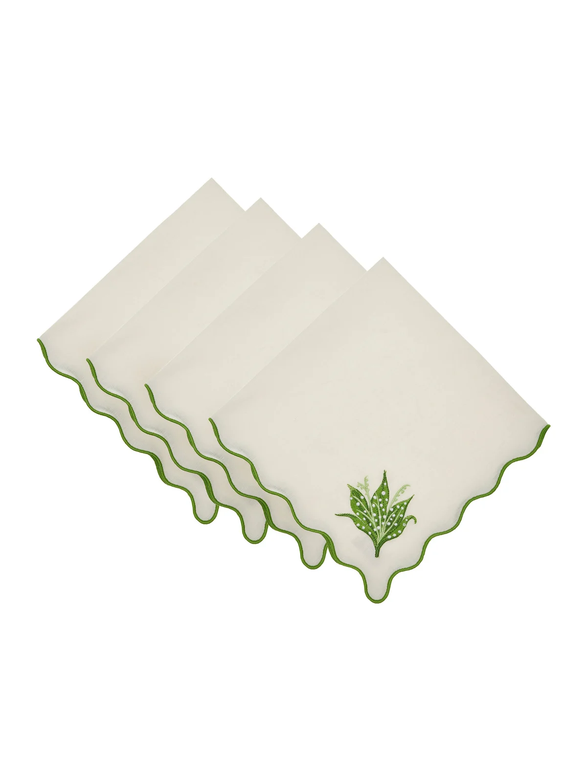 Moda Domus Set-of-Four Lily of the Valley Emboirdered-Linen Napkins