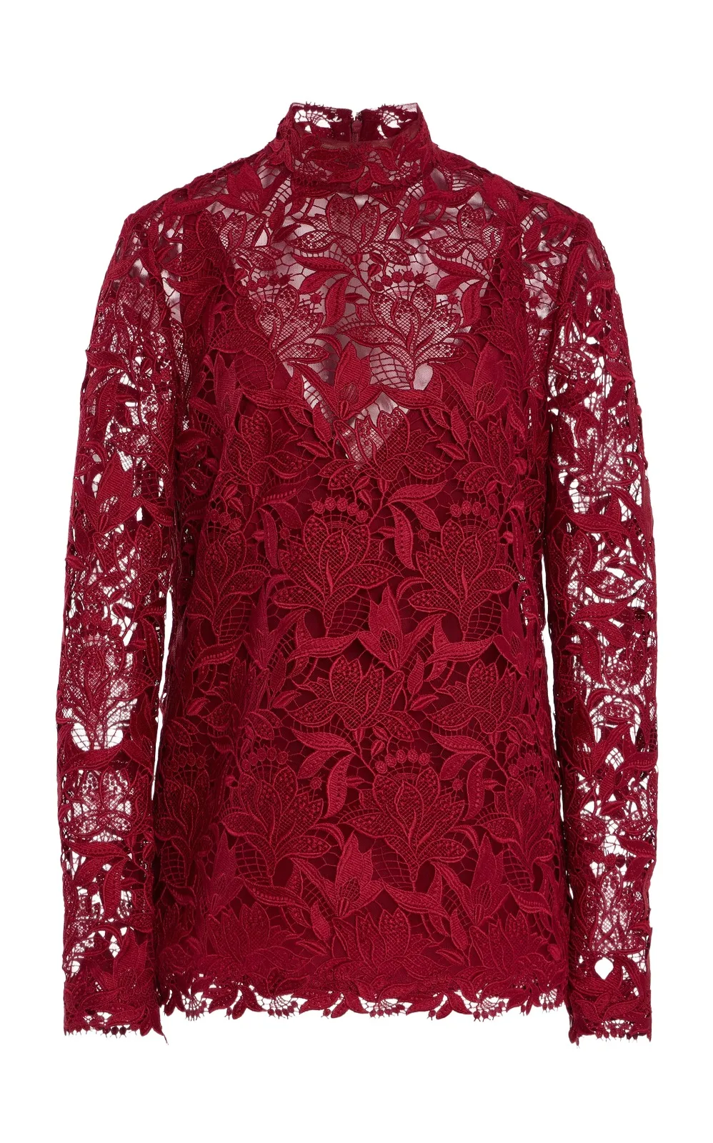 Carolina Herrera Lace Mock Neck Top
