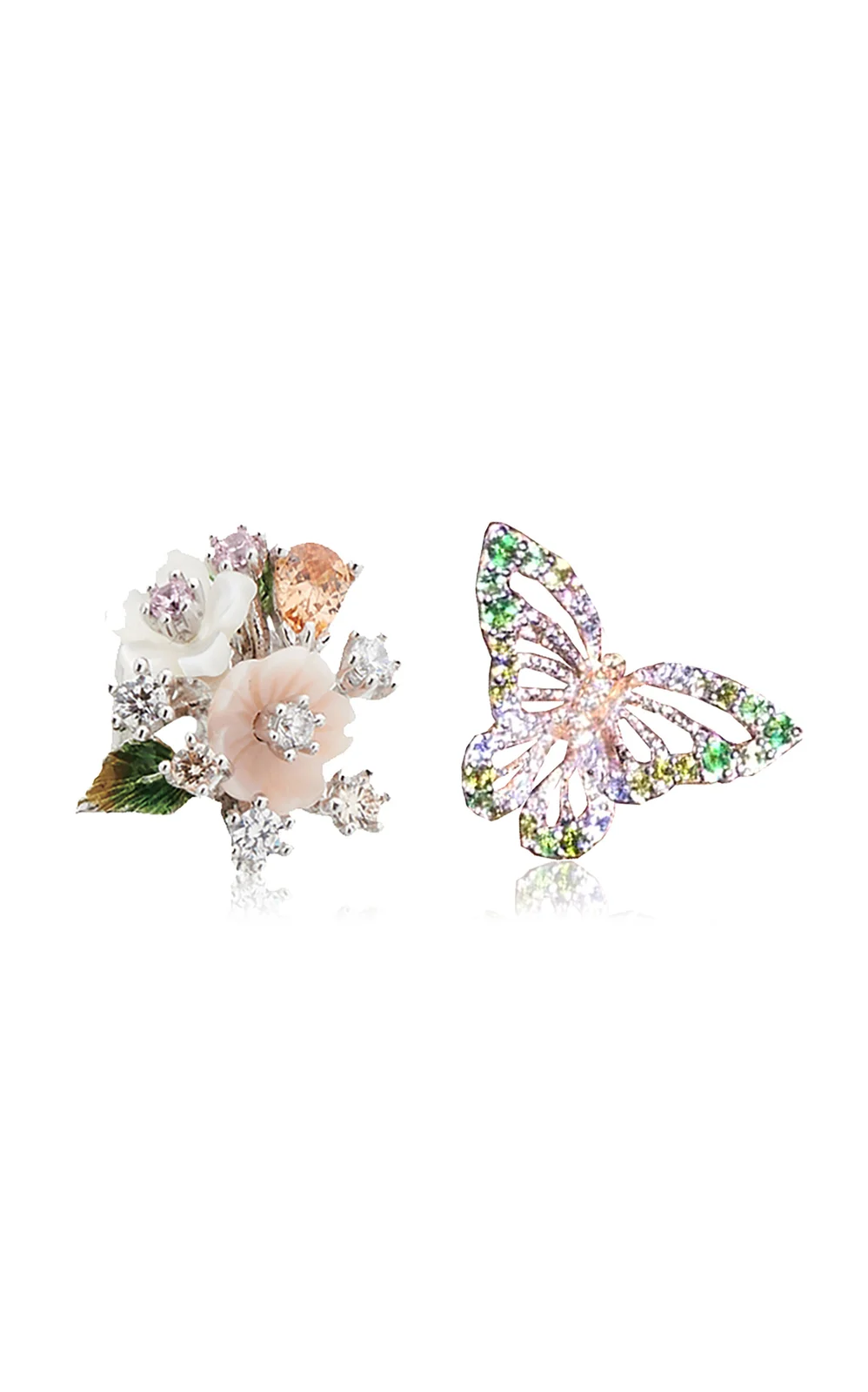 Butterfly Bouquet 18K White Gold Multi-Stone Earrings