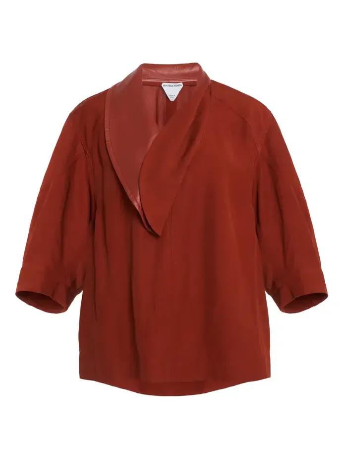 Bottega Veneta Leather-Trimmed Linen-Blend Cocoon Shirt