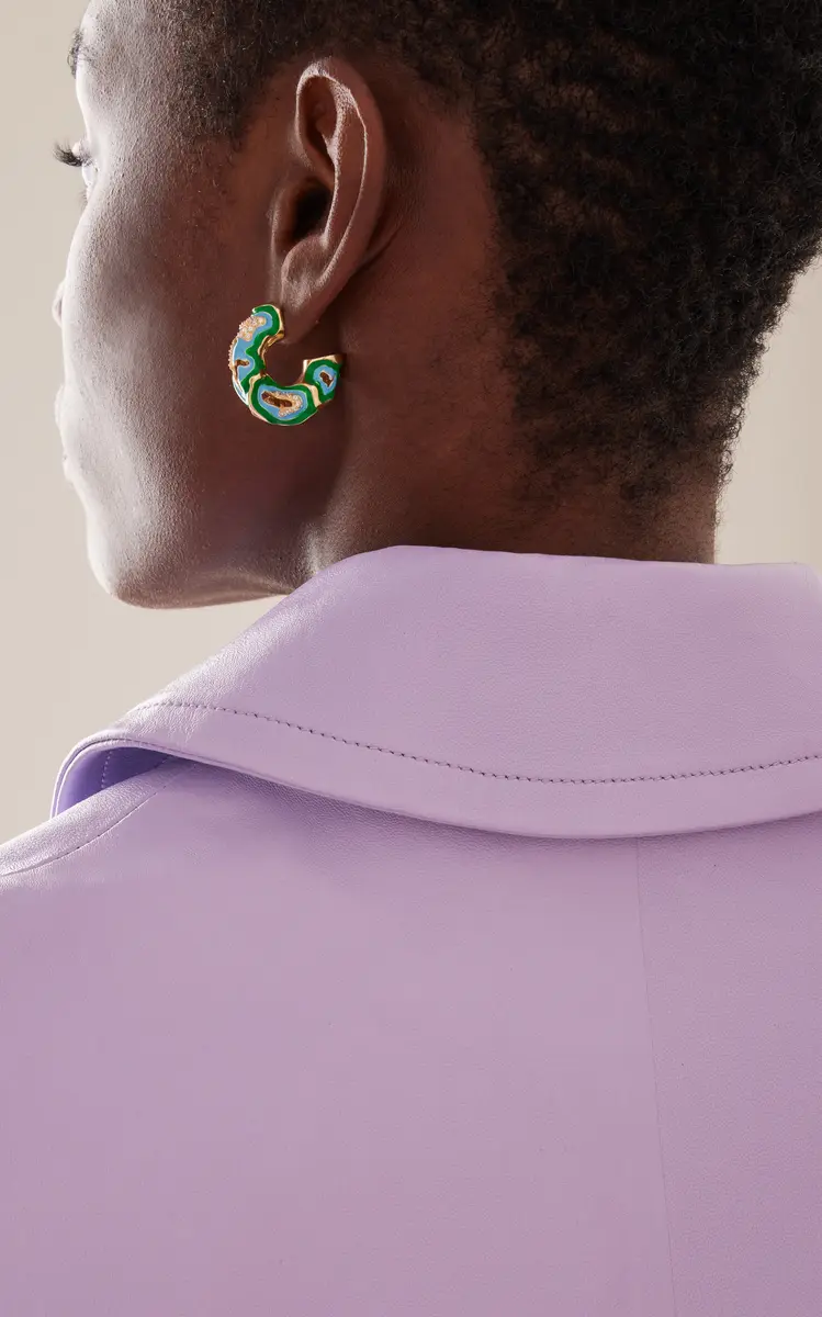 Bottega Veneta Cubic Zirconia Gold Vermeil Hoop Earrings | Thumbnail 2 Bottega Veneta Cubic Zirconia Gold Vermeil Hoop Earrings | Thumbnail 2