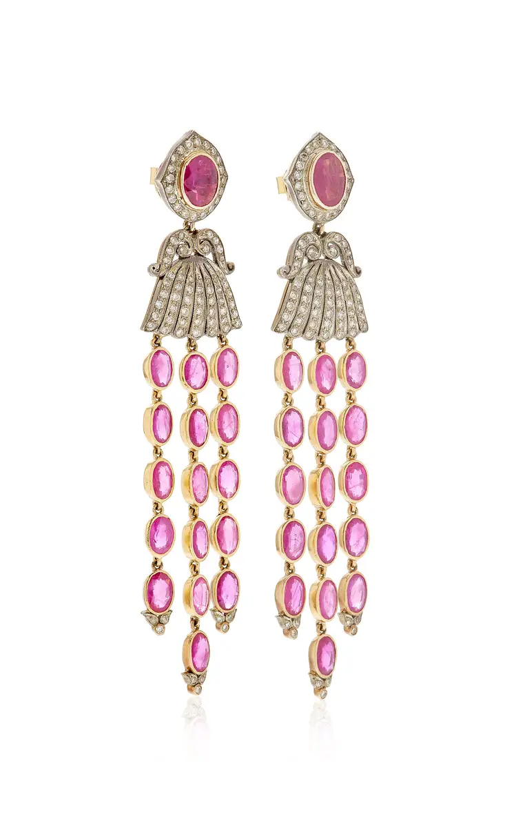 Amrapali One of a Kind 14K Gold; Ruby And Diamond Earrings | Thumbnail 3 Amrapali One of a Kind 14K Gold; Ruby And Diamond Earrings | Thumbnail 3