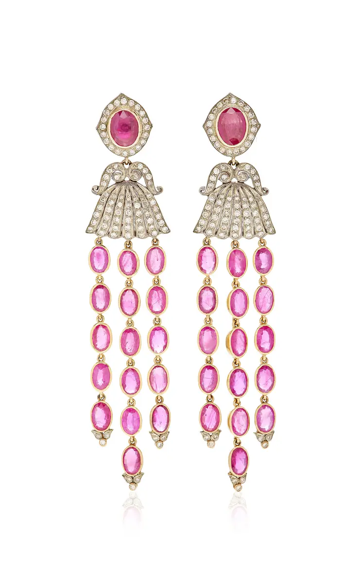Amrapali One of a Kind 14K Gold; Ruby And Diamond Earrings | Thumbnail 4 Amrapali One of a Kind 14K Gold; Ruby And Diamond Earrings | Thumbnail 4