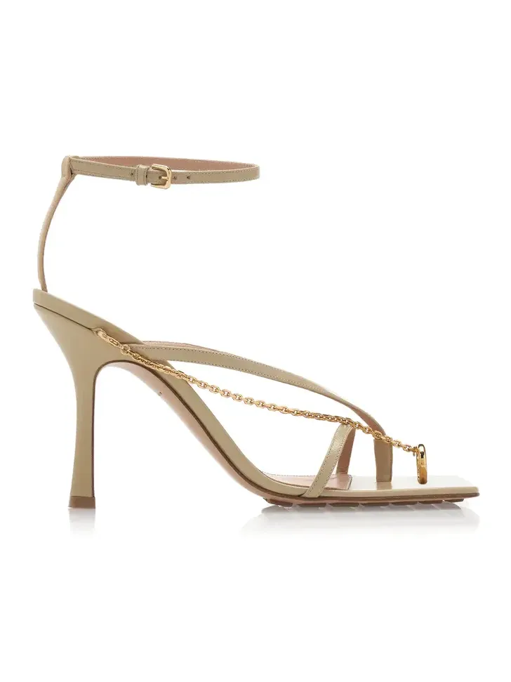 Chain-Trimmed Lounge Leather Sandals Chain-Trimmed Lounge Leather Sandals