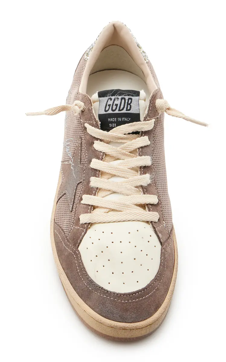 Golden Goose Ball Star Glittered Leather-Trimmed Mesh Sneakers | Thumbnail 3