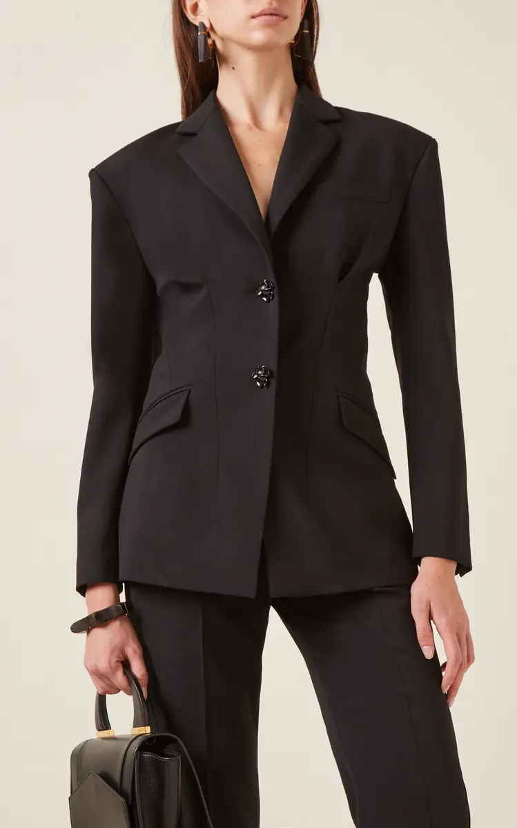 Del Core Hourglass Gathered Twill Blazer Jacket | Thumbnail 2 Del Core Hourglass Gathered Twill Blazer Jacket | Thumbnail 2