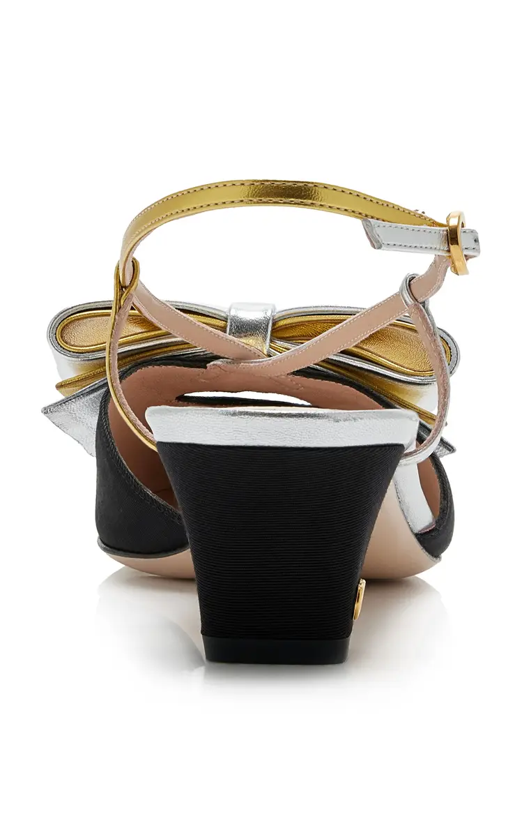 Valentino Garavani Bowow Leather-Trimmed Satin Slingback Pumps | Thumbnail 6 Valentino Garavani Bowow Leather-Trimmed Satin Slingback Pumps | Thumbnail 6