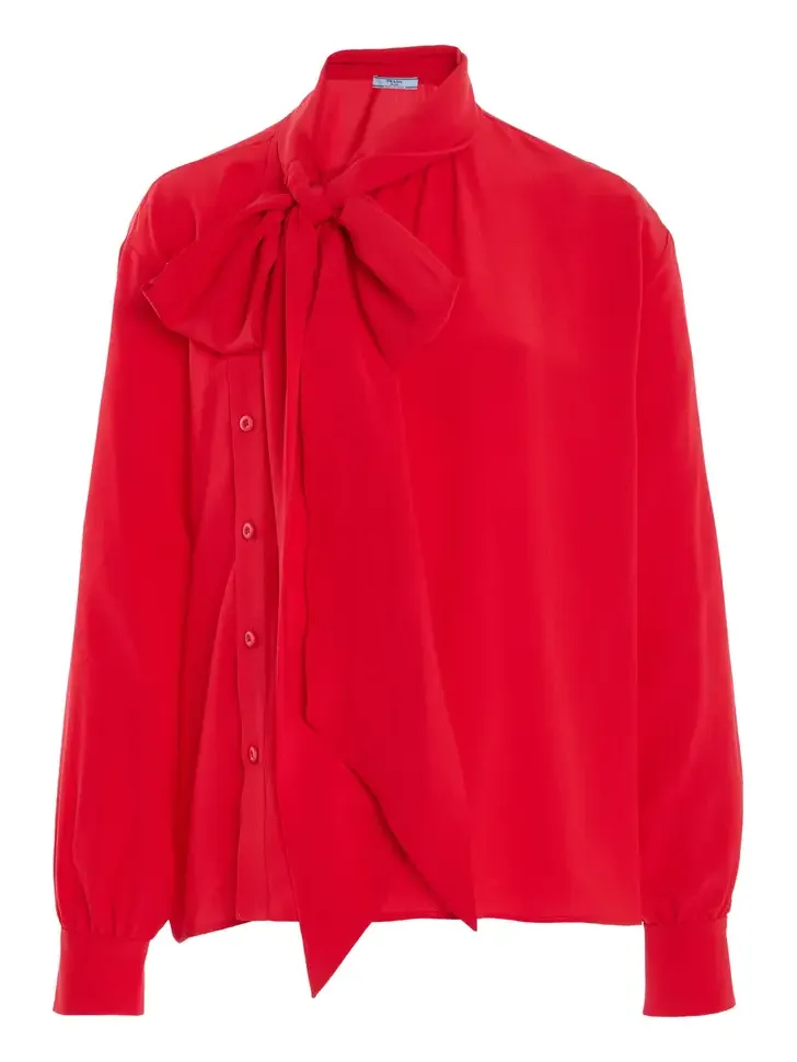 Tie-Neck Marocain-Silk Shirt Tie-Neck Marocain-Silk Shirt