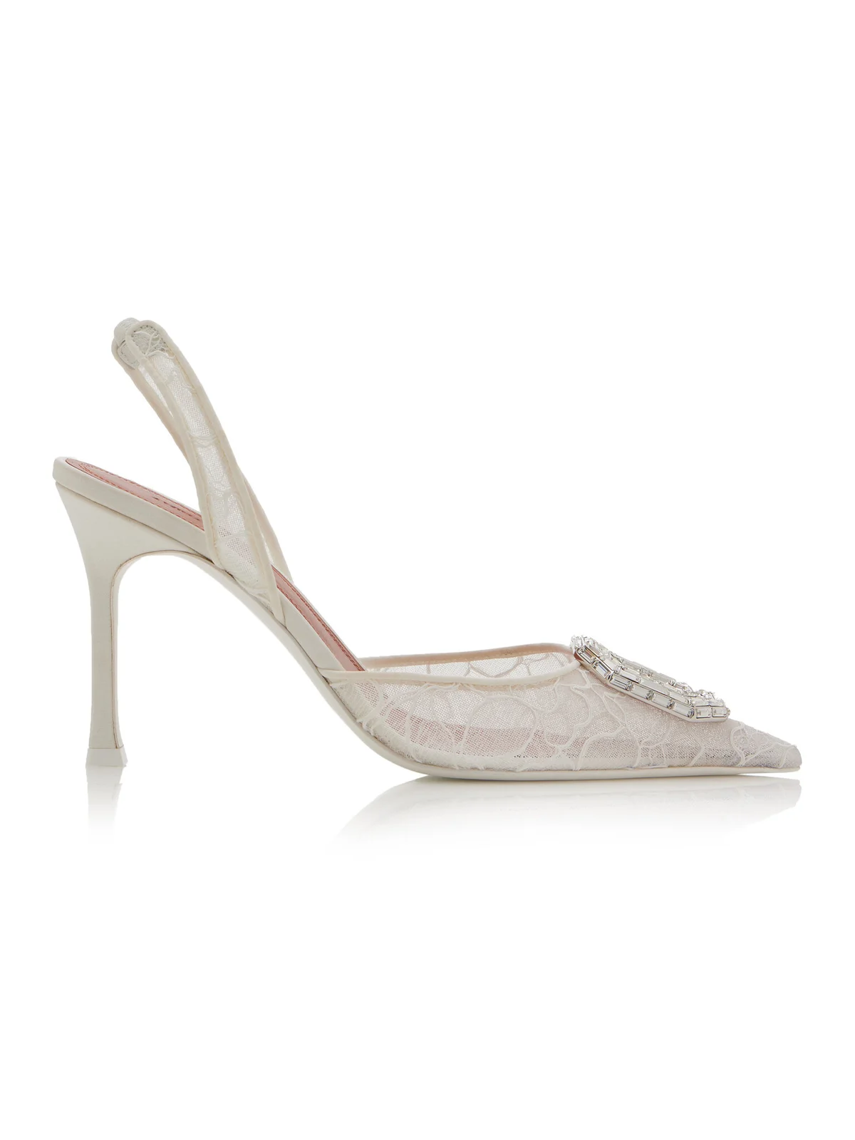 Amina Muaddi Camelia Lace Slingback Pumps