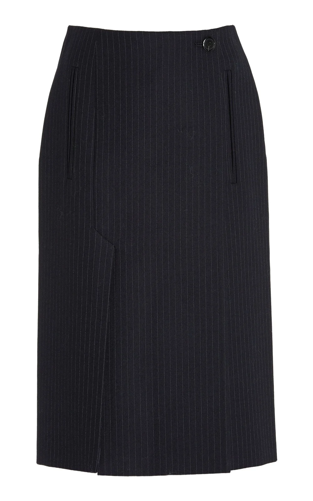 Prada Pinstriped Wool Midi Skirt
