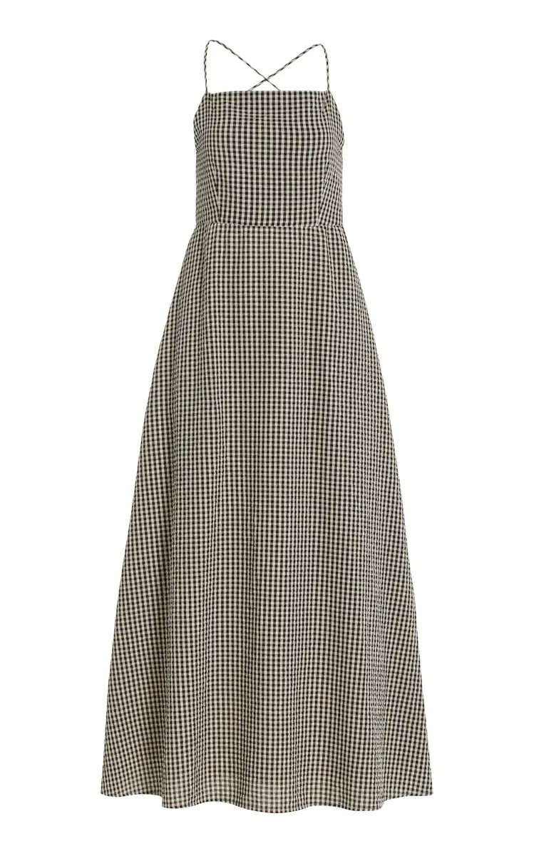 Posse Lori Open-Back Gingham Cotton Maxi Dress | Image 1 Posse Lori Open-Back Gingham Cotton Maxi Dress | Image 1