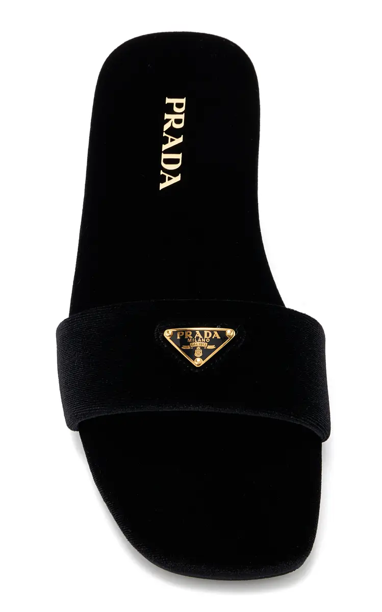 Prada Velvet Slide Sandals | Thumbnail 3
