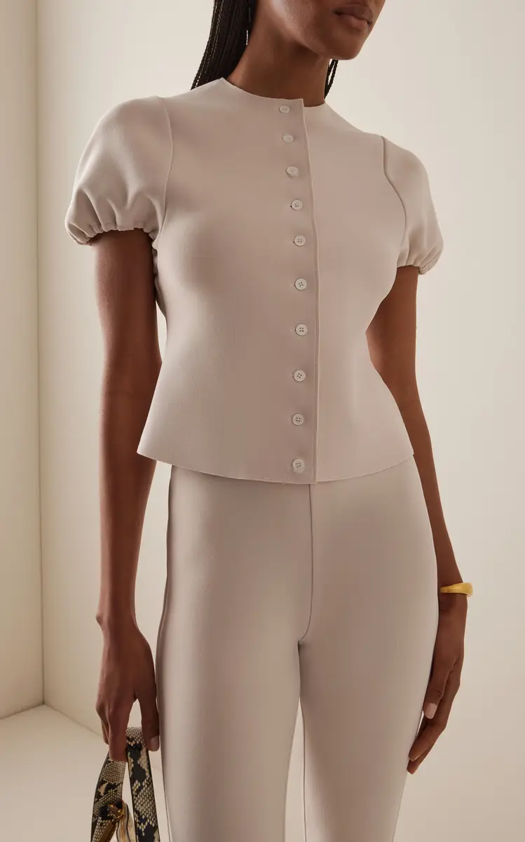 BIRROT Exclusive Lay3 Puff-Sleeve Bonded-Crepe Top | Thumbnail 6 BIRROT Exclusive Lay3 Puff-Sleeve Bonded-Crepe Top | Thumbnail 6