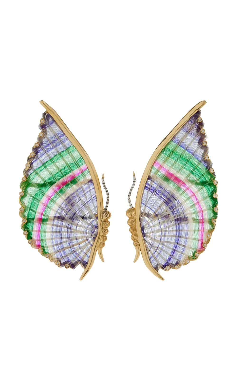 Horse Mane 18K Yellow Gold Diamond Earrings
