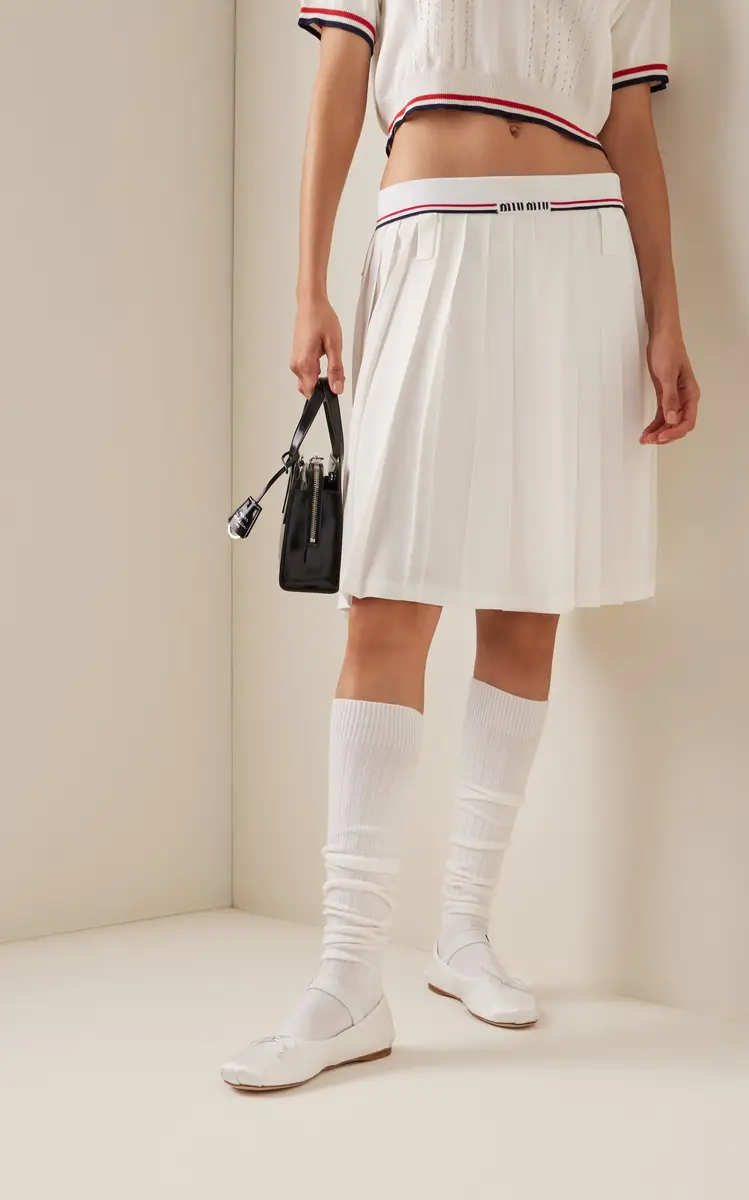 Miu Miu Pleated Sable Midi Skirt | Thumbnail 4