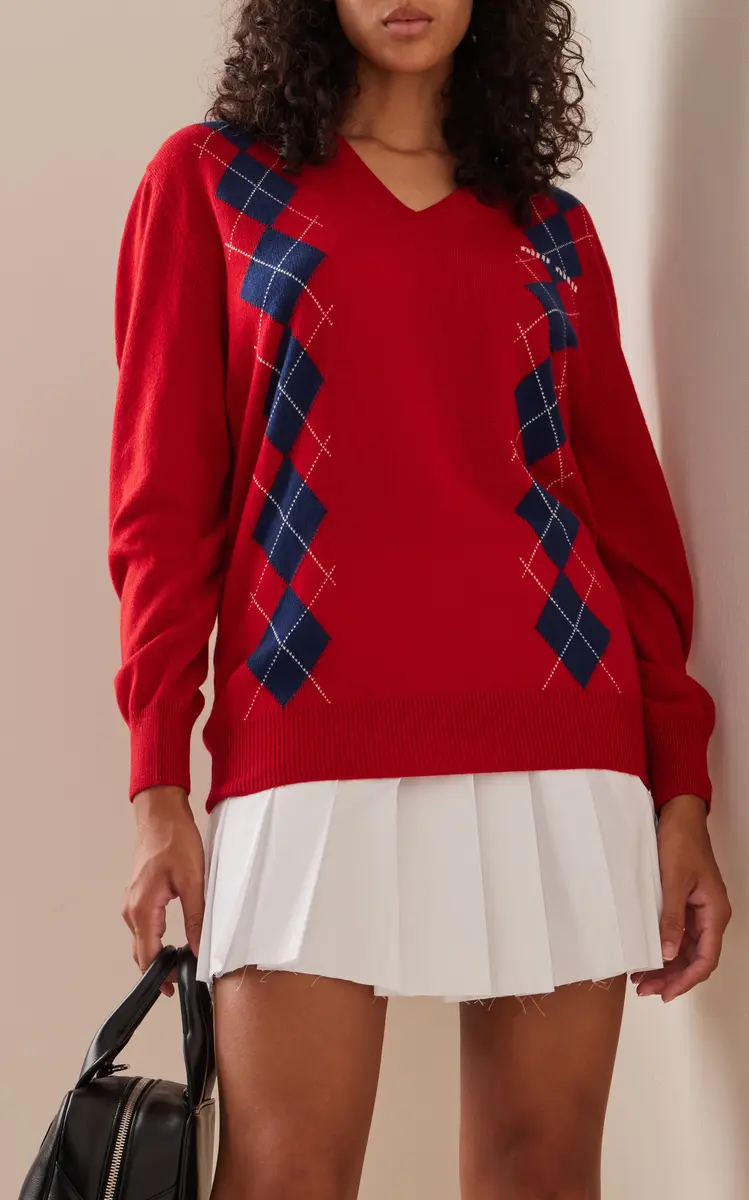 Miu Miu Argyle Cashmere Sweater | Thumbnail 8 Miu Miu Argyle Cashmere Sweater | Thumbnail 8