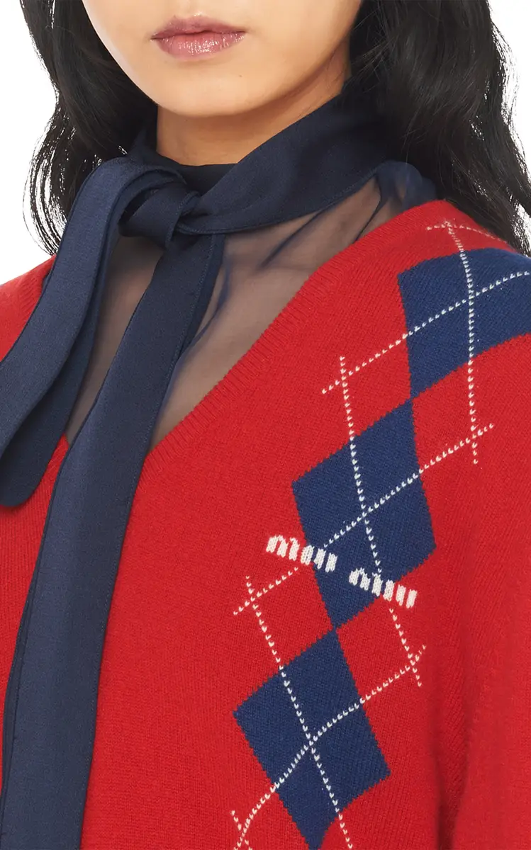 Miu Miu Argyle Cashmere Sweater | Thumbnail 10 Miu Miu Argyle Cashmere Sweater | Thumbnail 10