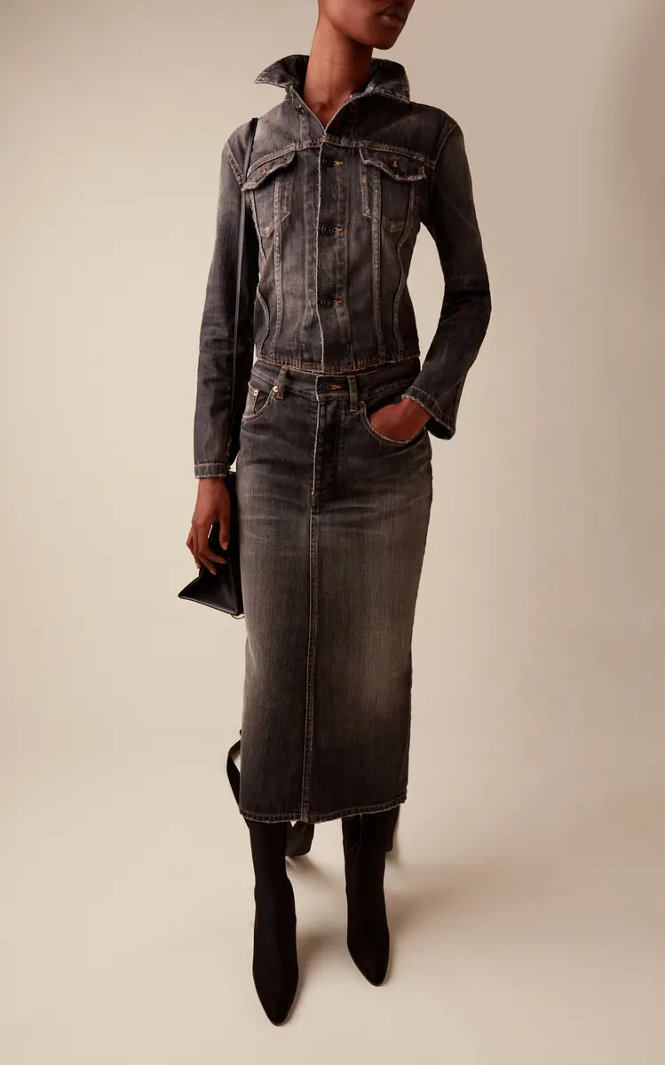 Balenciaga Lace-Up Denim Midi Skirt | Thumbnail 2