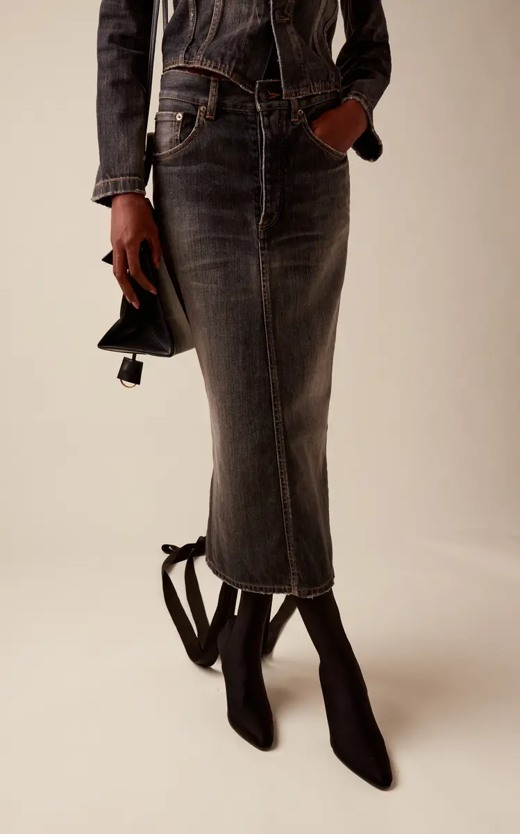 Balenciaga Lace-Up Denim Midi Skirt | Thumbnail 3