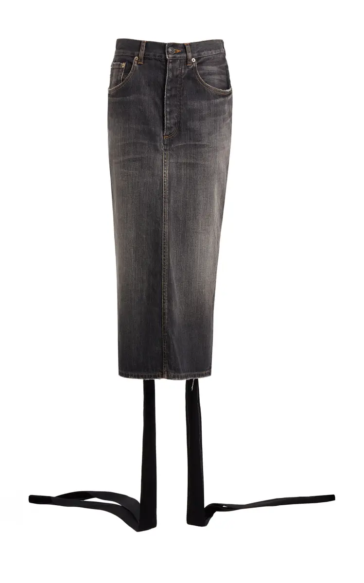 Balenciaga Lace-Up Denim Midi Skirt | Thumbnail 6