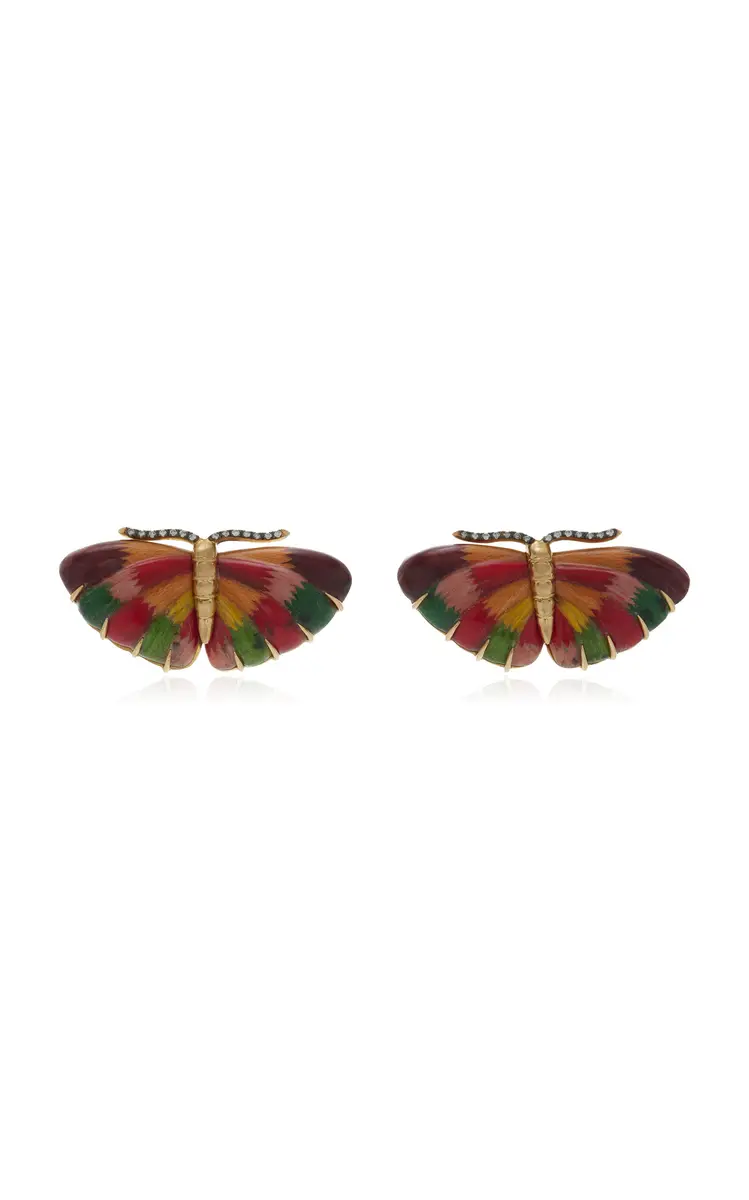 Silvia Furmanovich 18K Yellow Gold Marquetry Wood Earrings | Thumbnail 4 Silvia Furmanovich 18K Yellow Gold Marquetry Wood Earrings | Thumbnail 4