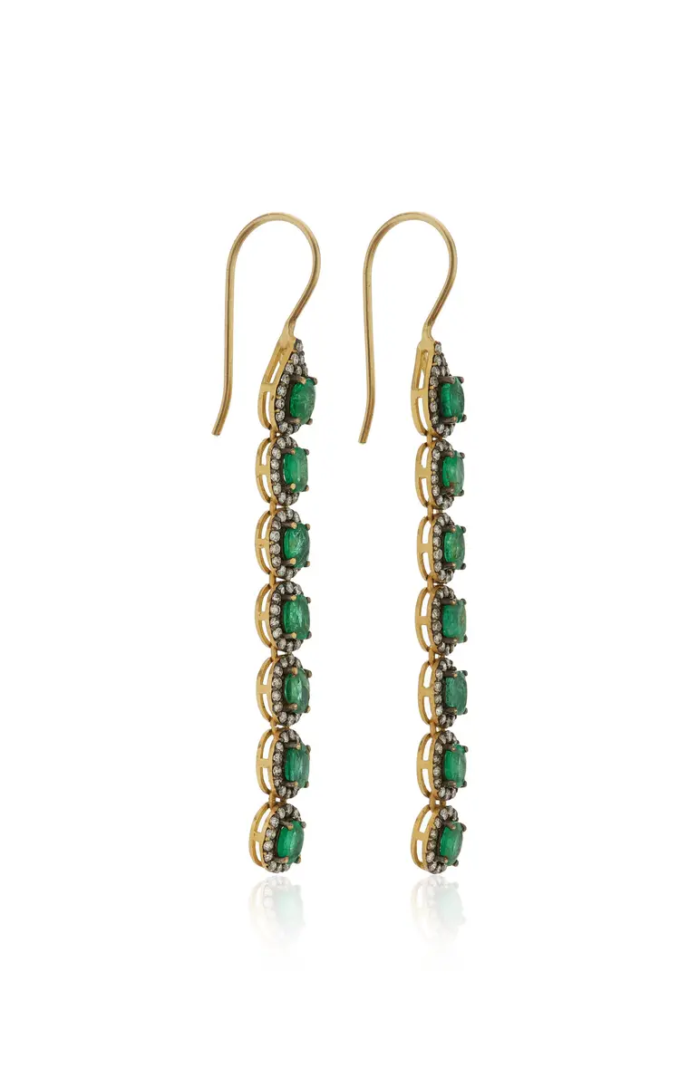 Amrapali Mini Rajasthan 18K Yellow Gold Emerald Earrings | Thumbnail 3 Amrapali Mini Rajasthan 18K Yellow Gold Emerald Earrings | Thumbnail 3