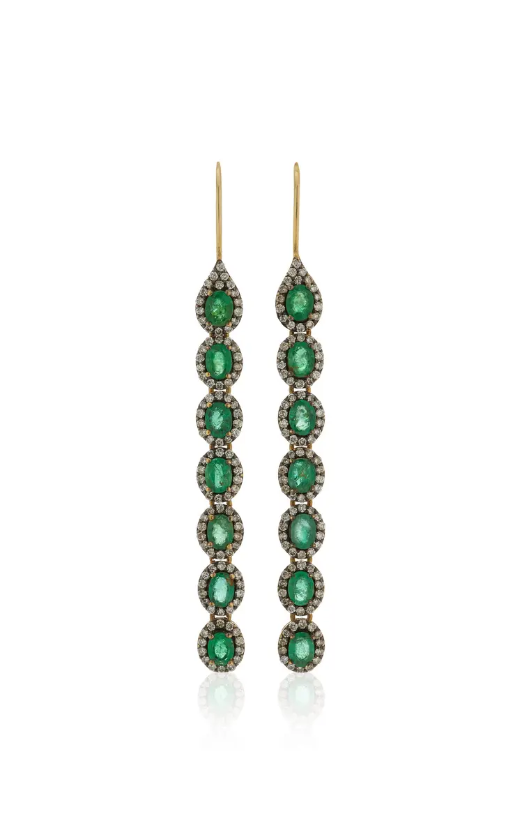 Amrapali Mini Rajasthan 18K Yellow Gold Emerald Earrings | Thumbnail 4 Amrapali Mini Rajasthan 18K Yellow Gold Emerald Earrings | Thumbnail 4