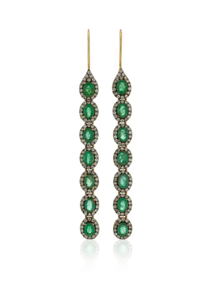 Amrapali Mini Rajasthan 18K Yellow Gold Emerald Earrings