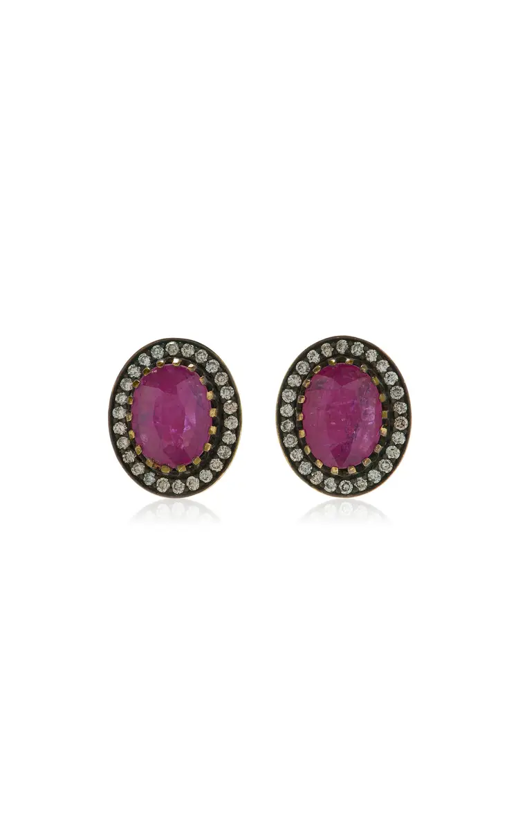 Amrapali Mini Rajasthan 18K Yellow Gold Ruby Earrings | Thumbnail 4 Amrapali Mini Rajasthan 18K Yellow Gold Ruby Earrings | Thumbnail 4