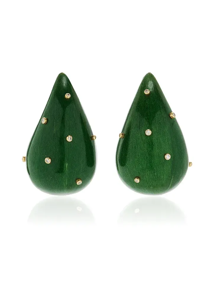 Marquetry 18K Yellow Gold Diamond Earrings