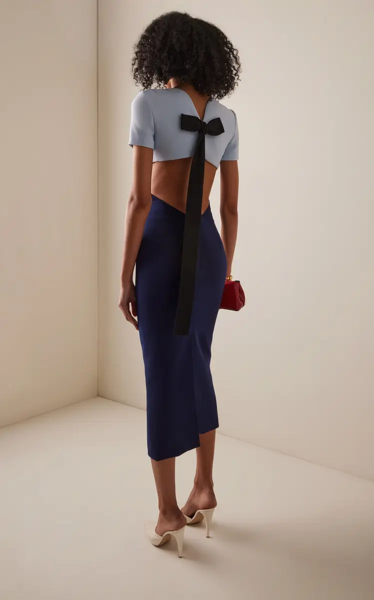 Carolina Herrera Exclusive Riviera Open Back Two-Tone Crepe Midi Dress | Thumbnail 15 Carolina Herrera Exclusive Riviera Open Back Two-Tone Crepe Midi Dress | Thumbnail 15