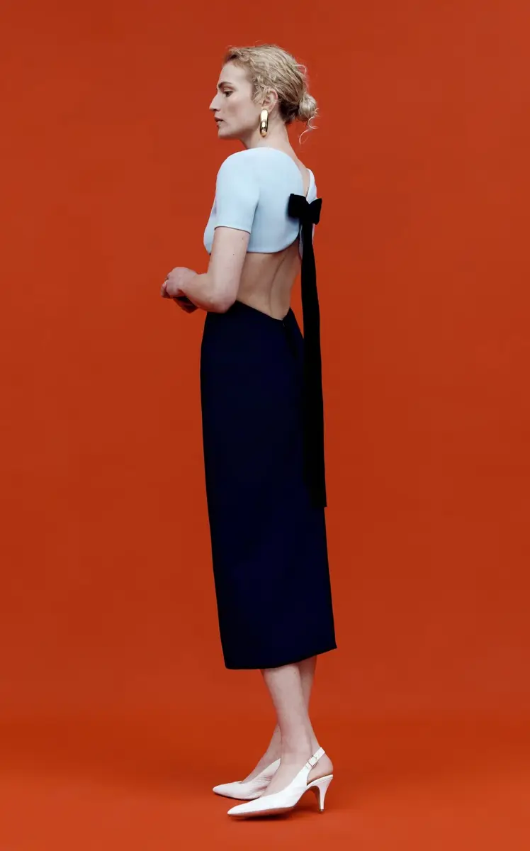 Carolina Herrera Exclusive Riviera Open Back Two-Tone Crepe Midi Dress | Thumbnail 17 Carolina Herrera Exclusive Riviera Open Back Two-Tone Crepe Midi Dress | Thumbnail 17