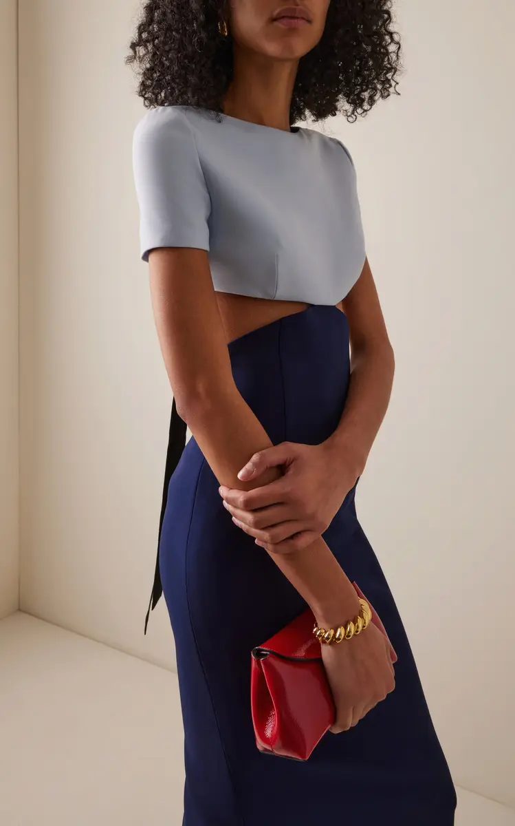 Carolina Herrera Exclusive Riviera Open Back Two-Tone Crepe Midi Dress | Thumbnail 8 Carolina Herrera Exclusive Riviera Open Back Two-Tone Crepe Midi Dress | Thumbnail 8