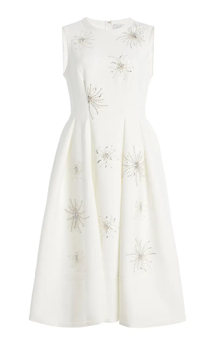 Huishan Zhang May Crystal-Embellished Scuba Midi Dress | Image 1 Huishan Zhang May Crystal-Embellished Scuba Midi Dress | Image 1