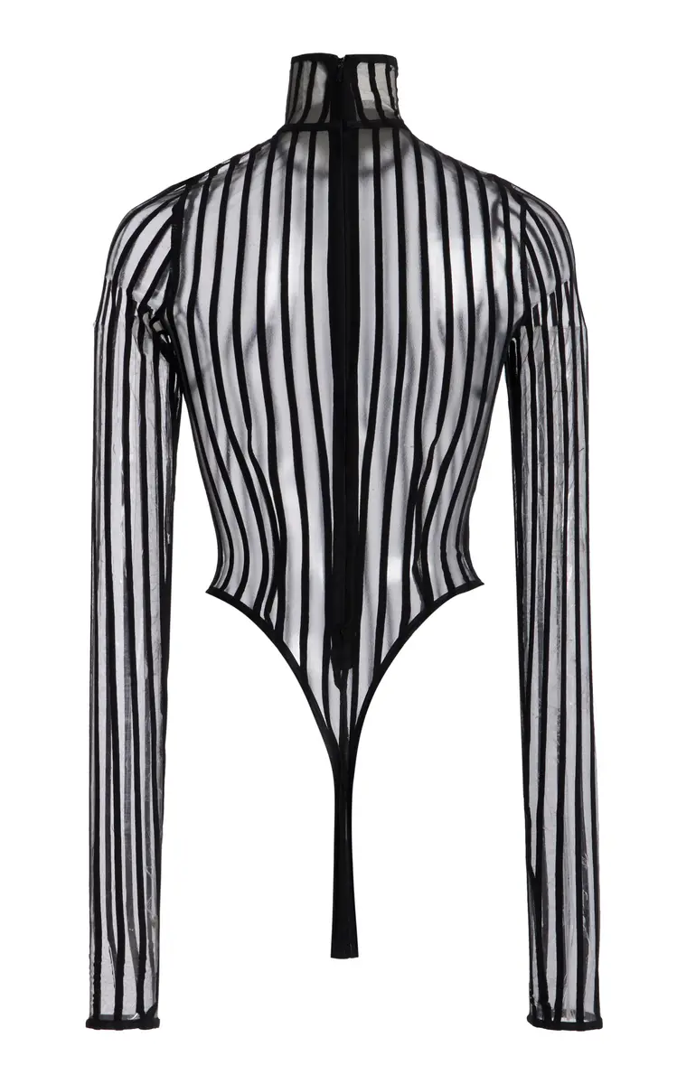 LaQuan Smith Cross Grain Mesh Turtleneck Bodysuit | Thumbnail 5