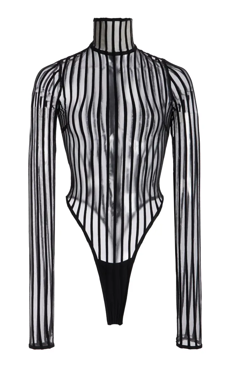 Cross Grain Mesh Turtleneck Bodysuit Cross Grain Mesh Turtleneck Bodysuit