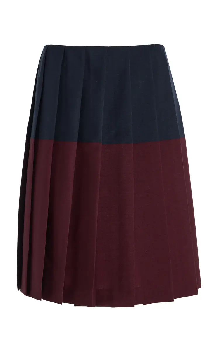 Miu Miu Colorblocked Pleated Wool Midi Skirt | Thumbnail 6 Miu Miu Colorblocked Pleated Wool Midi Skirt | Thumbnail 6