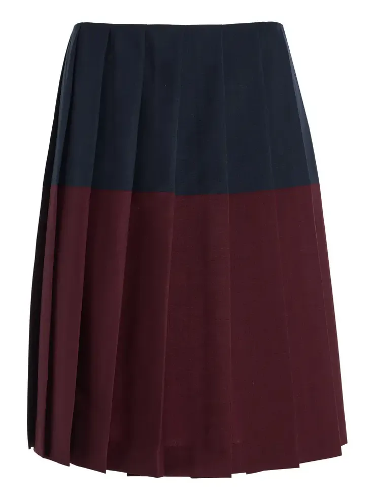 Colorblocked Pleated Wool Midi Skirt Colorblocked Pleated Wool Midi Skirt