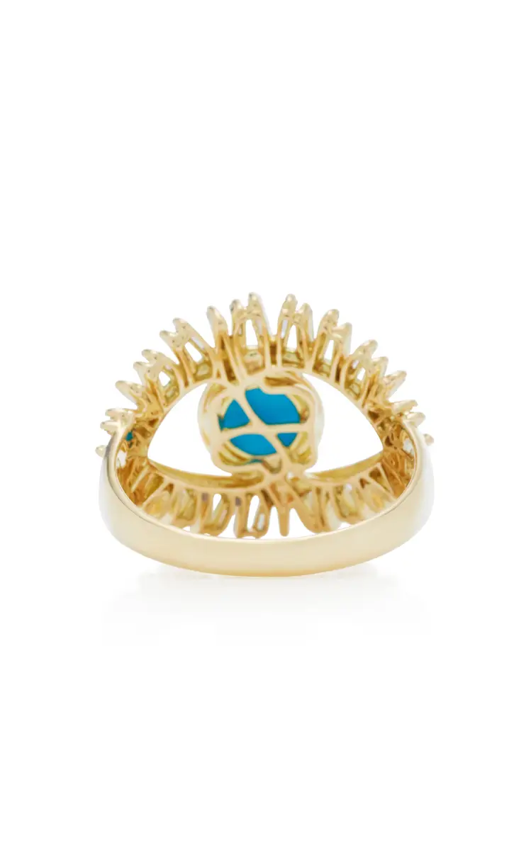 Suzanne Kalan 18K Yellow Gold White Diamond And Turquoise Evil Eye Ring | Thumbnail 5 Suzanne Kalan 18K Yellow Gold White Diamond And Turquoise Evil Eye Ring | Thumbnail 5