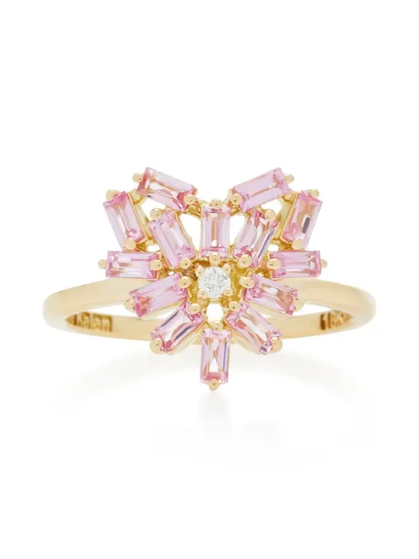 Heart-Shaped 18K Gold and Pink Sapphire Ring